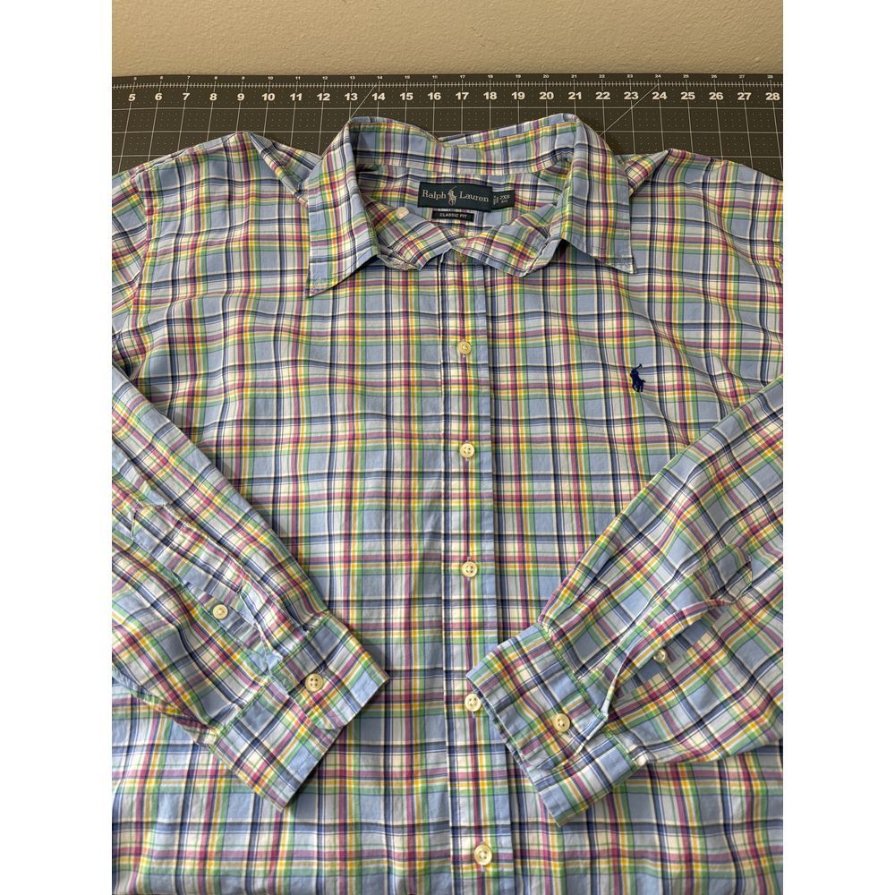 Ralph Lauren XXL Classic Fit Plaid Button Down Long Sleeve Shirt Preppy Spring - Picture 3 of 11